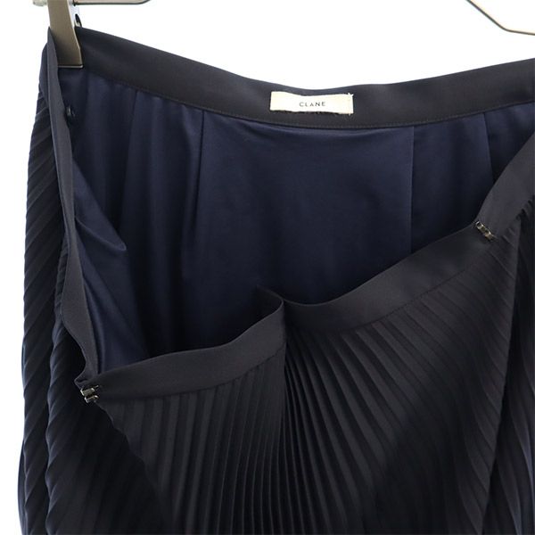 CLANE クラネ ロング丈 アシンメトリー プリーツスカート 0 ネイビー レディース