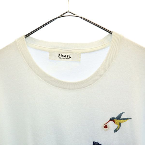 FDMTL ファンダメンタル 刺繍 半袖 Tシャツ ホワイト メンズ