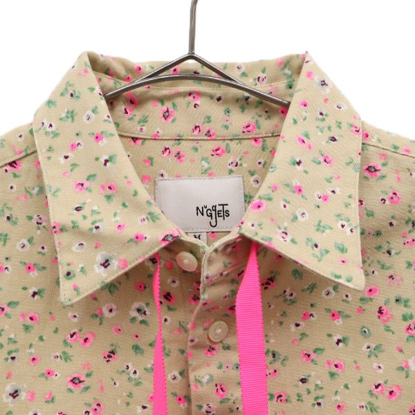 ナゲッツ 日本製 総柄 半袖 シャツ M ベージュ Nuggets レディース