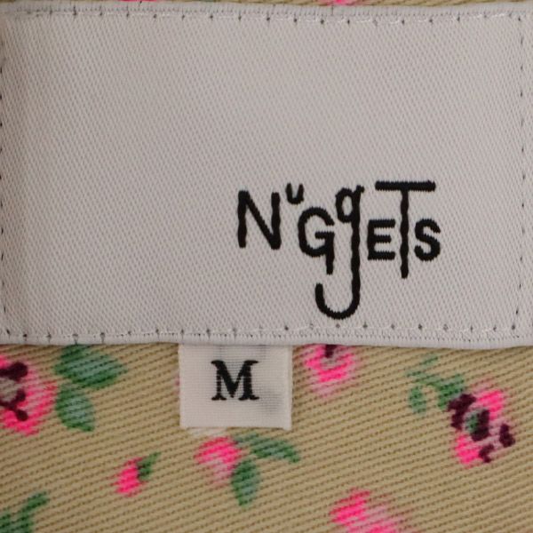 ナゲッツ 日本製 総柄 半袖 シャツ M ベージュ Nuggets レディース