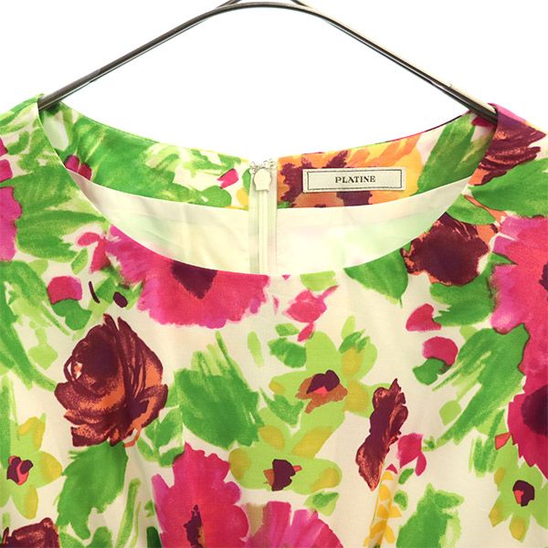未使用 PLATINE プラティーヌ 花柄 半袖 ワンピース 38 レディース