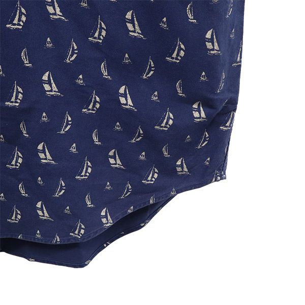 ラルフローレン 総柄 半袖 ボタンダウンシャツ S ネイビー RALPH LAUREN メンズ