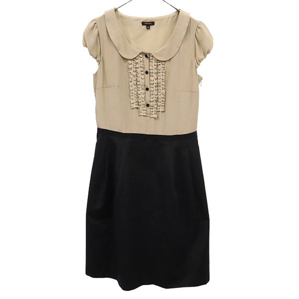 TOCCA トッカ 日本製 半袖 切替 ワンピース 4 ブラウン×ブラック レディース