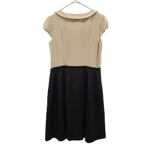 TOCCA トッカ 日本製 半袖 切替 ワンピース 4 ブラウン×ブラック レディース