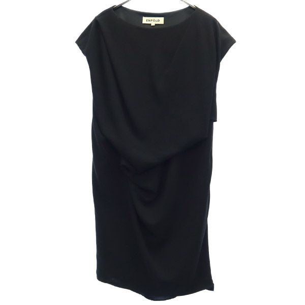 ENFOLD エンフォルド 半袖 フレンチスリーブ ワンピース 38 ブラック レディース
