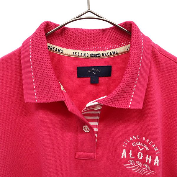 キャロウェイ 刺繍 ゴルフ 半袖 ポロシャツ L ピンク Callaway レディース