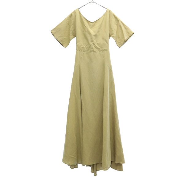 AULA AILA アウラアイラ リネンブレンド 刺繍 半袖 ロングワンピース 0 ベージュ レディース