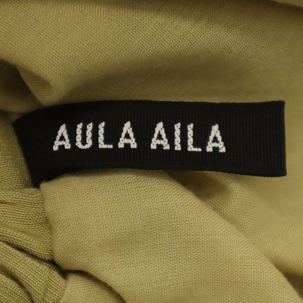AULA AILA アウラアイラ リネンブレンド 刺繍 半袖 ロングワンピース 0 ベージュ レディース