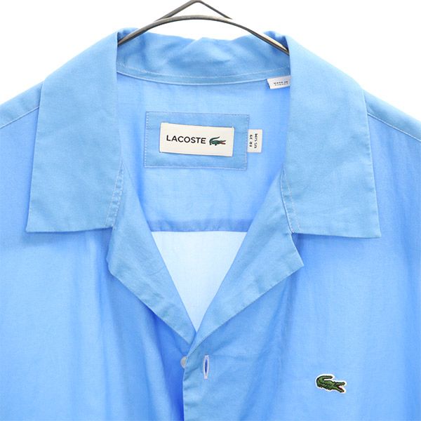 LACOSTE ラコステ 総柄 半袖 シャツ 39 ブルー メンズ