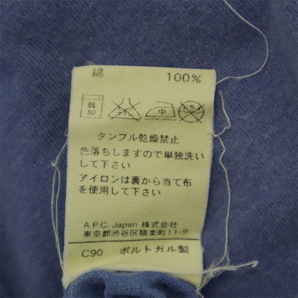 アーペーセー プリント 半袖 Vネック Tシャツ XS ブルー A.P.C. メンズ