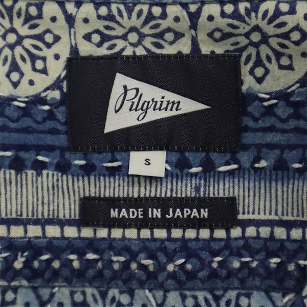Pilgrim ピルグリム 日本製 総柄 半袖 シャツ S ブルー系 メンズ