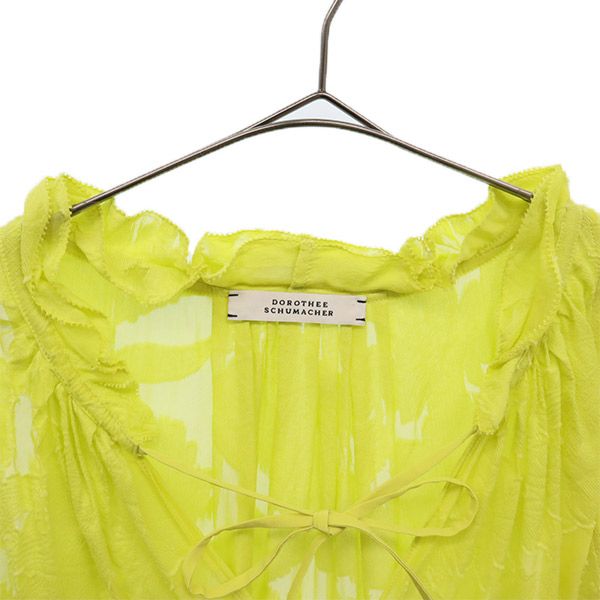 ドロシー シューマッハ 総柄 ノースリーブ シアー カットソー 2 イエロー DOROTHEE SCHUMACHER レディース
