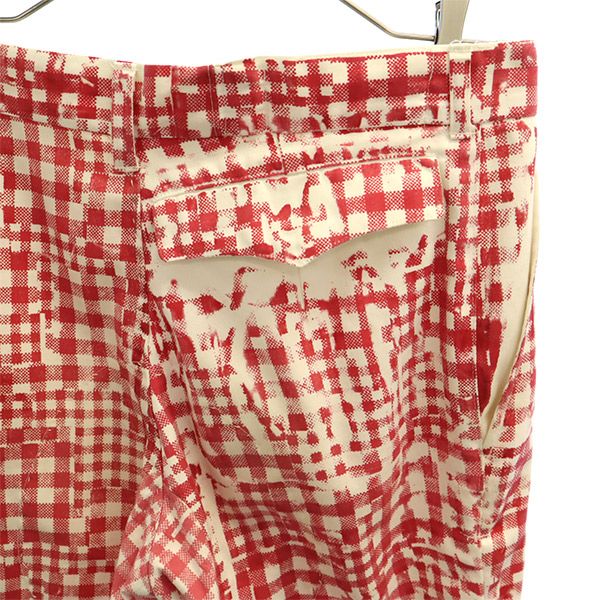 keisuke kanda ケイスケカンダ チェック柄 ストレートパンツ 2 レッド ボタンフライ レディース