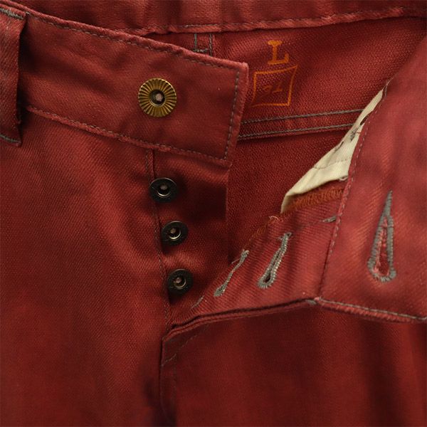 クンナ カラー パンツ w30 レッド KUNNA ボタンフライ メンズ