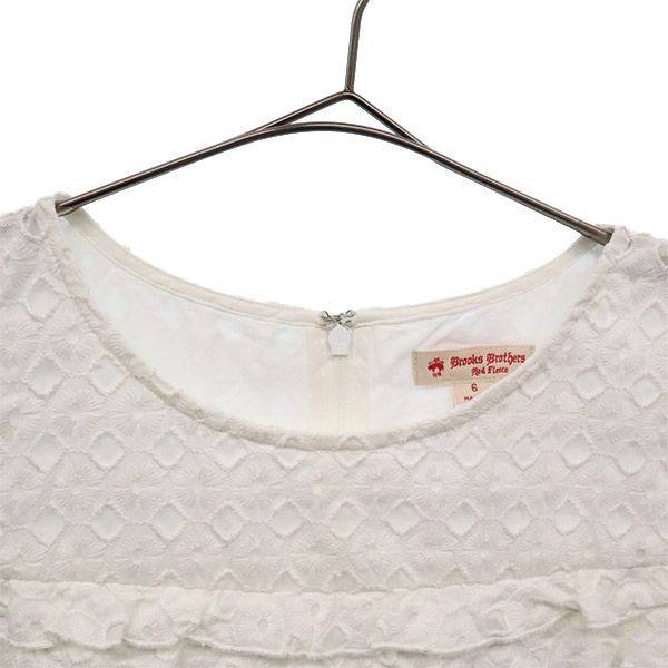 ブルックスブラザーズ レース ノースリーブ フリル ワンピース 6 ホワイト Brooks Brothers Red Fleece レディース