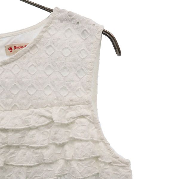 ブルックスブラザーズ レース ノースリーブ フリル ワンピース 6 ホワイト Brooks Brothers Red Fleece レディース