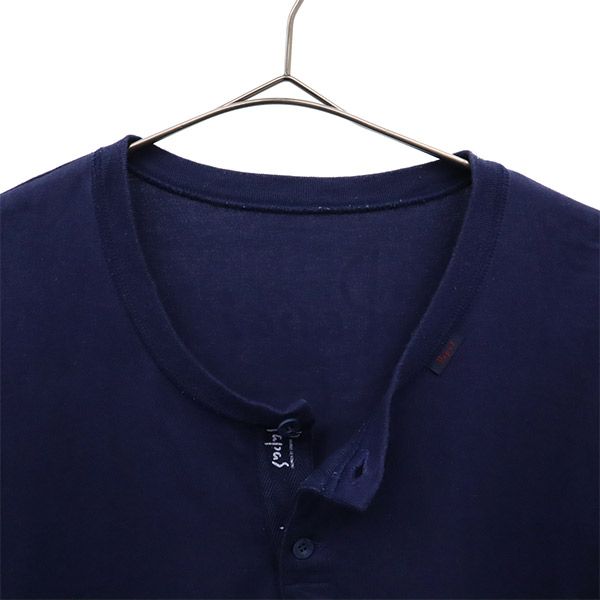 PaPas MANIERE DE HEMING パパス マニエール ド ヘミング ロゴプリント 半袖 ヘンリーネック ポロシャツ S ネイビー メンズ