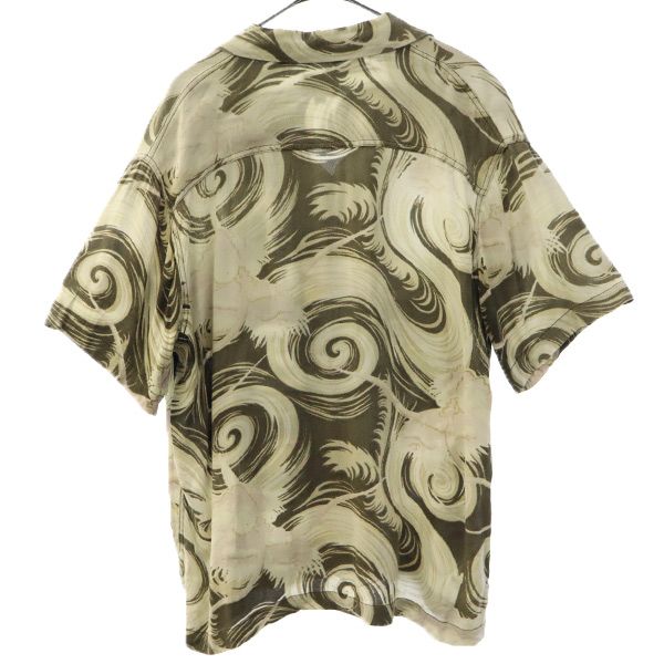 JAPANESE CLASSIC SCRIPT ジャパニーズ クラシック スクリプト 総柄 半袖 アロハシャツ M ブラウン×ホワイト メンズ