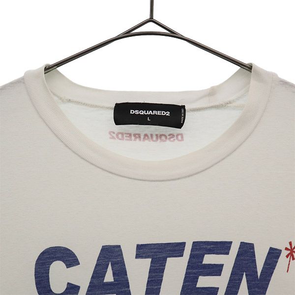 DSQUARED2 ディースクエアード イタリア製 プリント 半袖 Tシャツ L ホワイト メンズ