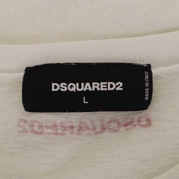 DSQUARED2 ディースクエアード イタリア製 プリント 半袖 Tシャツ L ホワイト メンズ