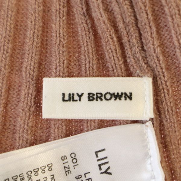 Lily Brown リリーブラウン 長袖 Vネック リブニット ロングワンピース F ピンク レディース