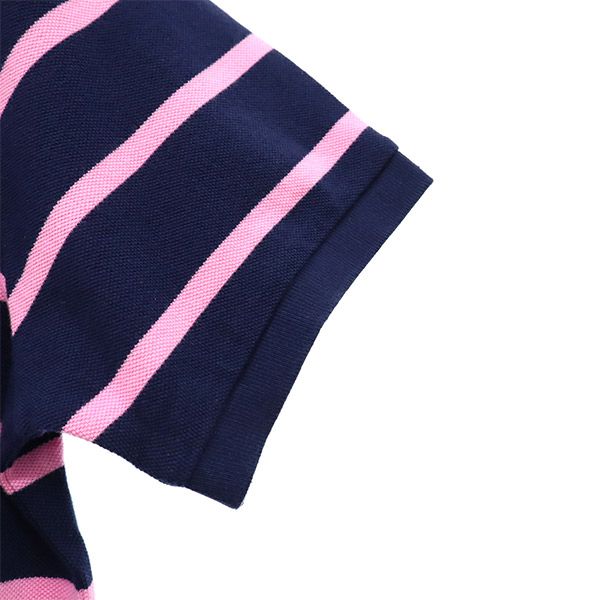 未使用 Polo by Ralph Lauren ポロバイラルフローレン ボーダー 半袖 ポロシャツ M ネイビー×ピンク 鹿の子 メンズ
