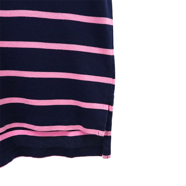 未使用 Polo by Ralph Lauren ポロバイラルフローレン ボーダー 半袖 ポロシャツ M ネイビー×ピンク 鹿の子 メンズ