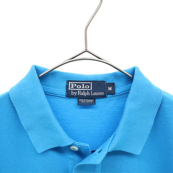 未使用 Polo by Ralph Lauren ポロバイラルフローレン 半袖 ポロシャツ M ブルー 鹿の子 メンズ