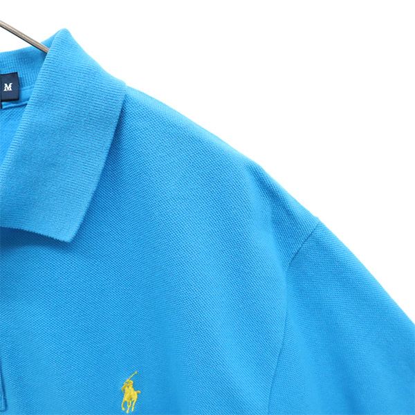 未使用 Polo by Ralph Lauren ポロバイラルフローレン 半袖 ポロシャツ M ブルー 鹿の子 メンズ
