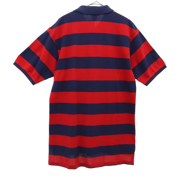 未使用 Polo by Ralph Lauren ポロバイラルフローレン ボーダー 半袖 ポロシャツ XL レッド×ネイビー 鹿の子 メンズ