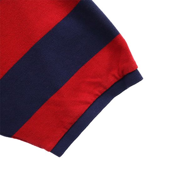 未使用 Polo by Ralph Lauren ポロバイラルフローレン ボーダー 半袖 ポロシャツ XL レッド×ネイビー 鹿の子 メンズ