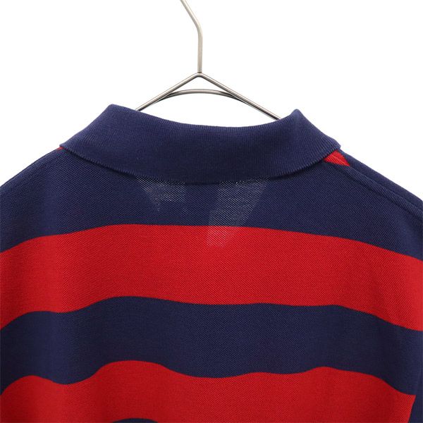 未使用 Polo by Ralph Lauren ポロバイラルフローレン ボーダー 半袖 ポロシャツ XL レッド×ネイビー 鹿の子 メンズ