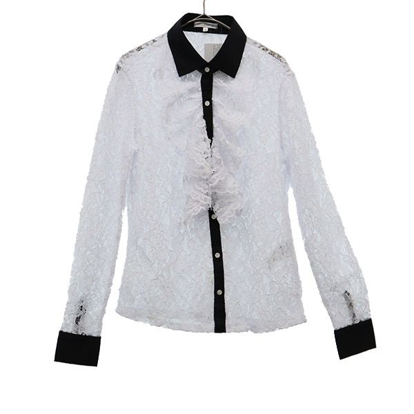 NARACAMICIE ナラカミーチェ 未使用 レース 長袖 レース ブラウス 0 ホワイト系 カットソー フリル レディース