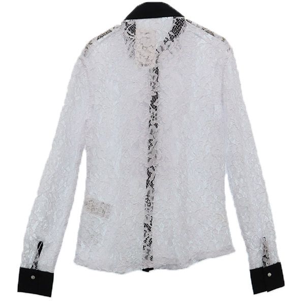 NARACAMICIE ナラカミーチェ 未使用 レース 長袖 レース ブラウス 0 ホワイト系 カットソー フリル レディース