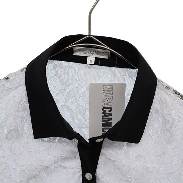 NARACAMICIE ナラカミーチェ 未使用 レース 長袖 レース ブラウス 0 ホワイト系 カットソー フリル レディース