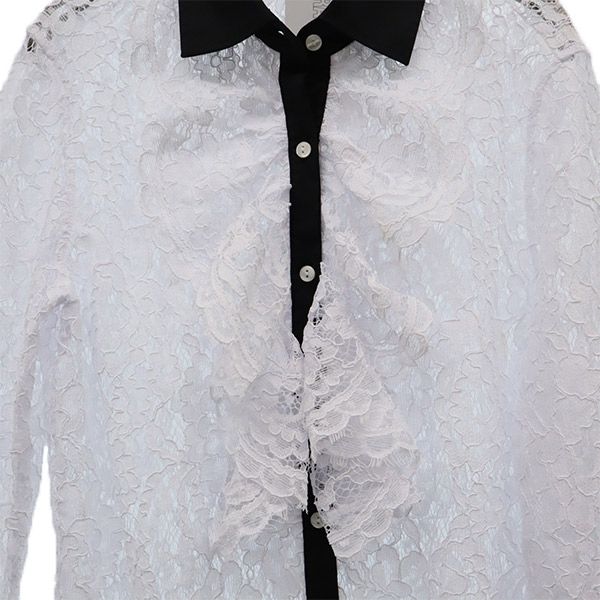 NARACAMICIE ナラカミーチェ 未使用 レース 長袖 レース ブラウス 0 ホワイト系 カットソー フリル レディース