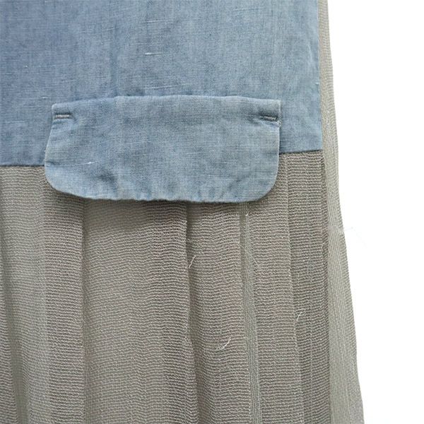 TELA テラ リネンブレンド 切替 キャミワンピース XS ブルー 切替 レディース