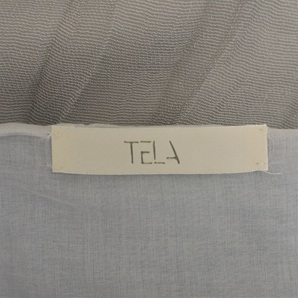 TELA テラ リネンブレンド 切替 キャミワンピース XS ブルー 切替 レディース