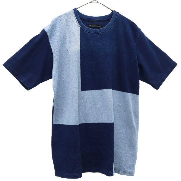 TETE HOMME テットオム 未使用 半袖 切替 トレーナー L ネイビー系 スウェット メンズ