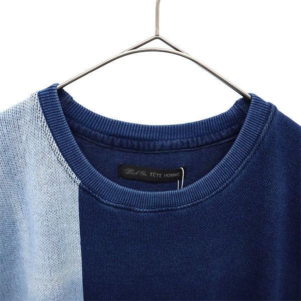 TETE HOMME テットオム 未使用 半袖 切替 トレーナー L ネイビー系 スウェット メンズ