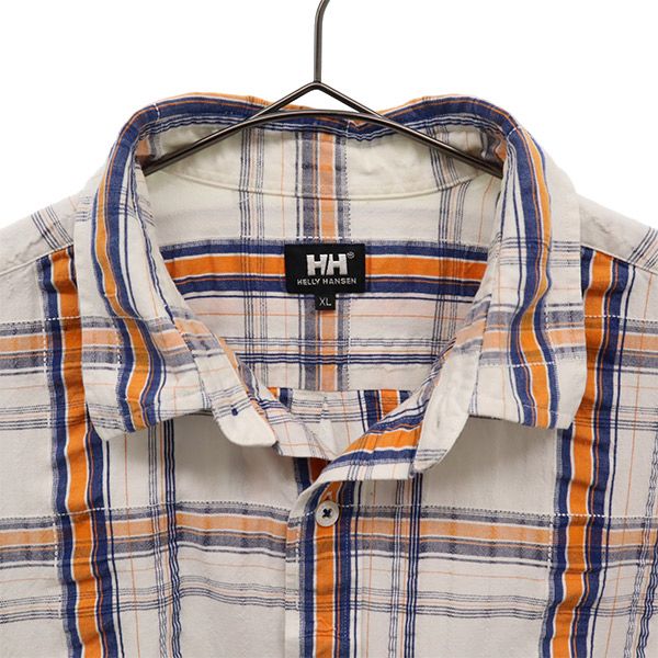ヘリーハンセン チェック 半袖 シャツ XL ホワイト系 HELLY HANSEN メンズ