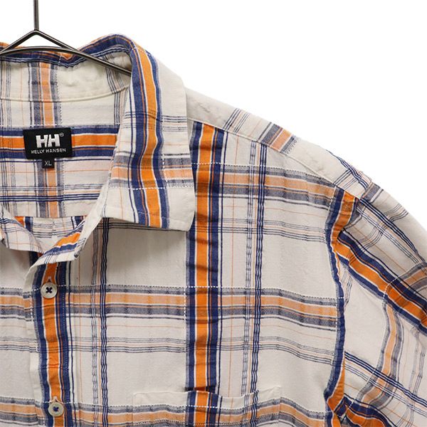 ヘリーハンセン チェック 半袖 シャツ XL ホワイト系 HELLY HANSEN メンズ