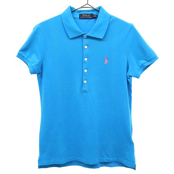ポロラルフローレン 未使用 半袖 ポロシャツ M ブルー POLO RALPH LAUREN 鹿の子 レディース
