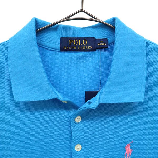 ポロラルフローレン 未使用 半袖 ポロシャツ M ブルー POLO RALPH LAUREN 鹿の子 レディース
