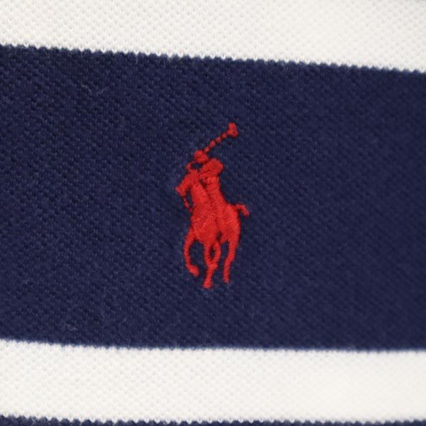 ポロバイラルフローレン ボーダー柄 半袖 ポロシャツ S ネイビー系 Polo by Ralph Lauren 鹿の子地 メンズ