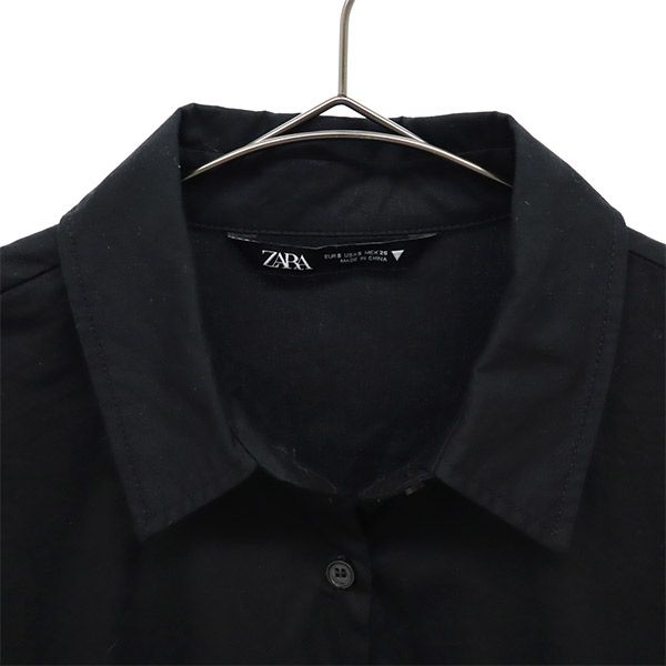 ザラ 半袖 ティアード ワンピース S ブラック ZARA レディース