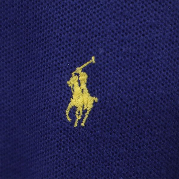 ラルフローレン 刺繍 半袖 ポロシャツ M ブルー RALPH LAUREN 鹿の子 レディース