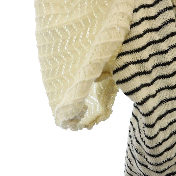 ザラ ボーダー 半袖 セーター L ホワイト系 ZARA ニット レディース