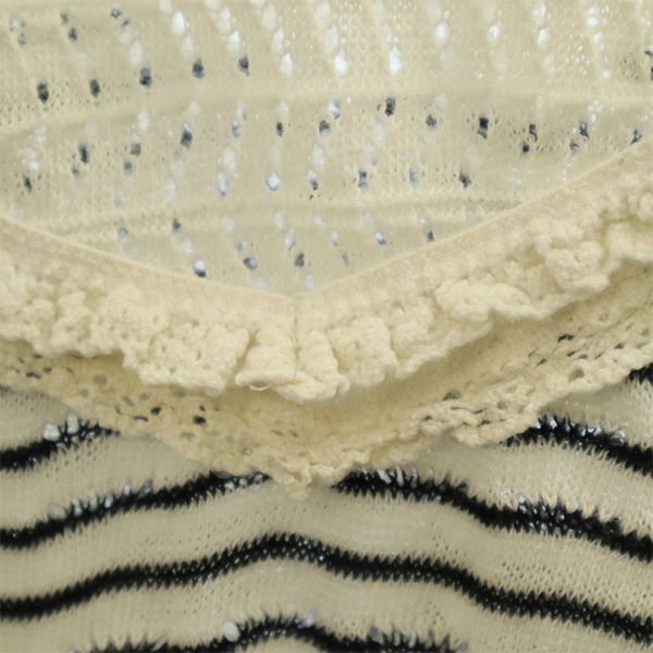 ザラ ボーダー 半袖 セーター L ホワイト系 ZARA ニット レディース