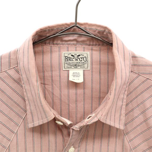RRL ストライプ 長袖 ウエスタンシャツ L ピンク ダブルアールエル ラルフローレン メンズ